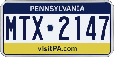 PA license plate MTX2147