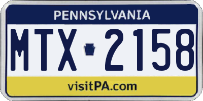 PA license plate MTX2158