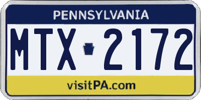 PA license plate MTX2172