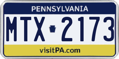 PA license plate MTX2173