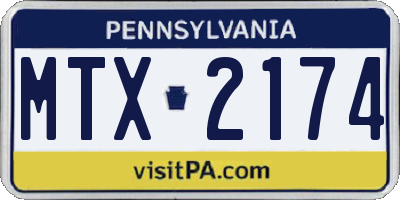 PA license plate MTX2174