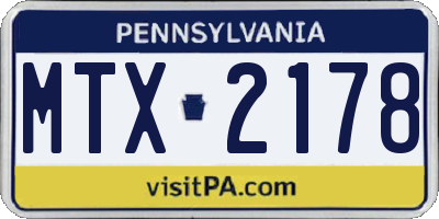 PA license plate MTX2178
