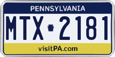 PA license plate MTX2181