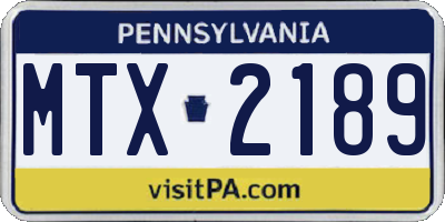 PA license plate MTX2189
