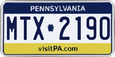 PA license plate MTX2190