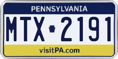 PA license plate MTX2191