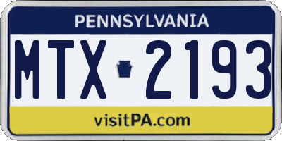 PA license plate MTX2193