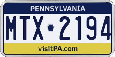 PA license plate MTX2194