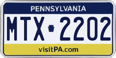 PA license plate MTX2202