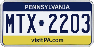 PA license plate MTX2203