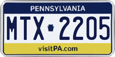 PA license plate MTX2205