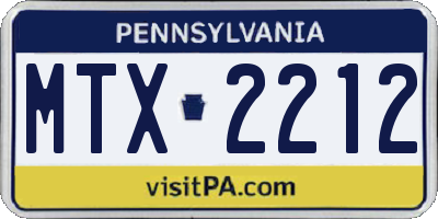 PA license plate MTX2212