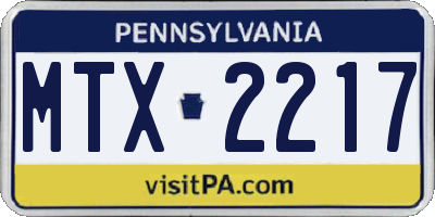 PA license plate MTX2217