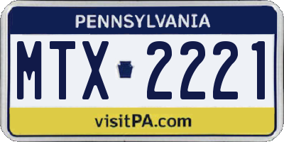 PA license plate MTX2221