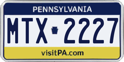 PA license plate MTX2227