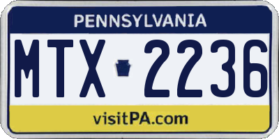 PA license plate MTX2236