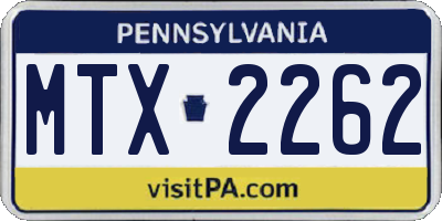 PA license plate MTX2262