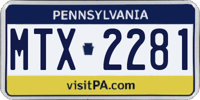 PA license plate MTX2281