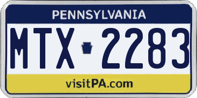 PA license plate MTX2283