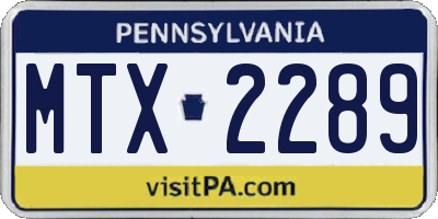 PA license plate MTX2289