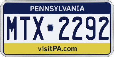 PA license plate MTX2292