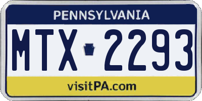 PA license plate MTX2293