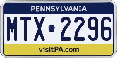 PA license plate MTX2296