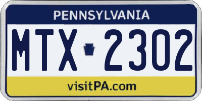 PA license plate MTX2302