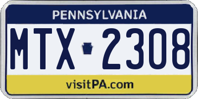 PA license plate MTX2308