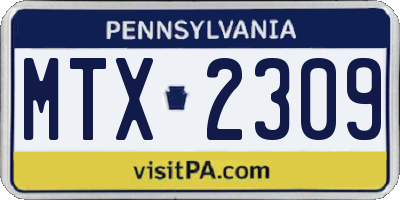 PA license plate MTX2309