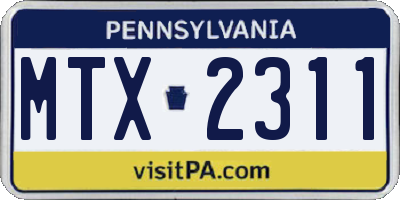 PA license plate MTX2311