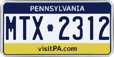 PA license plate MTX2312