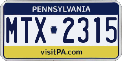 PA license plate MTX2315