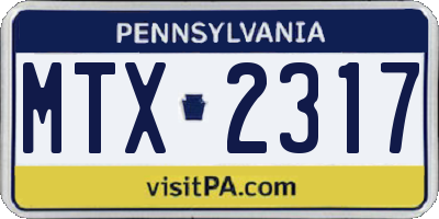 PA license plate MTX2317