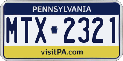 PA license plate MTX2321