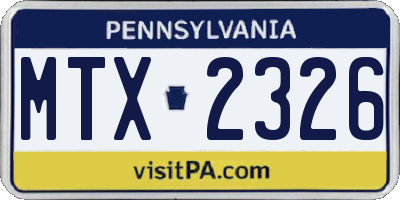 PA license plate MTX2326