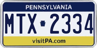PA license plate MTX2334
