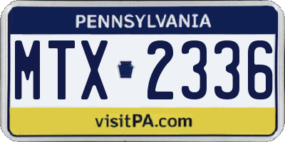 PA license plate MTX2336