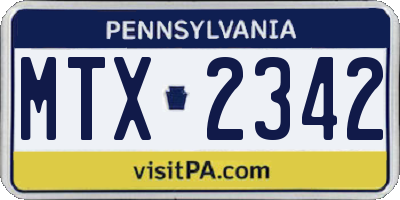 PA license plate MTX2342