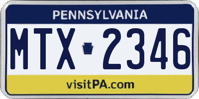 PA license plate MTX2346