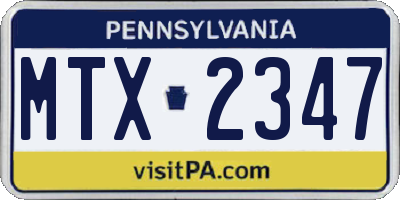 PA license plate MTX2347