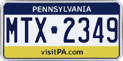 PA license plate MTX2349