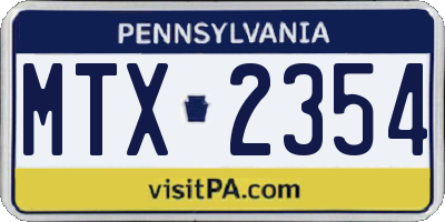PA license plate MTX2354