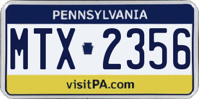 PA license plate MTX2356