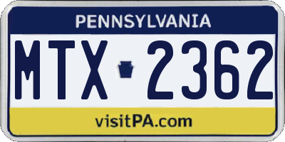 PA license plate MTX2362