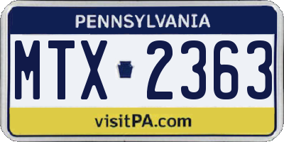 PA license plate MTX2363