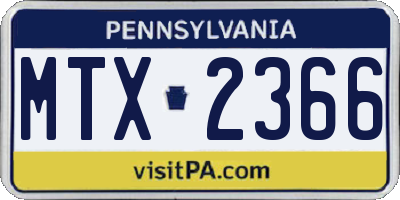 PA license plate MTX2366