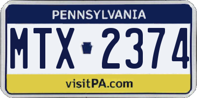 PA license plate MTX2374