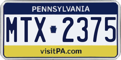 PA license plate MTX2375