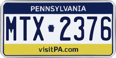 PA license plate MTX2376